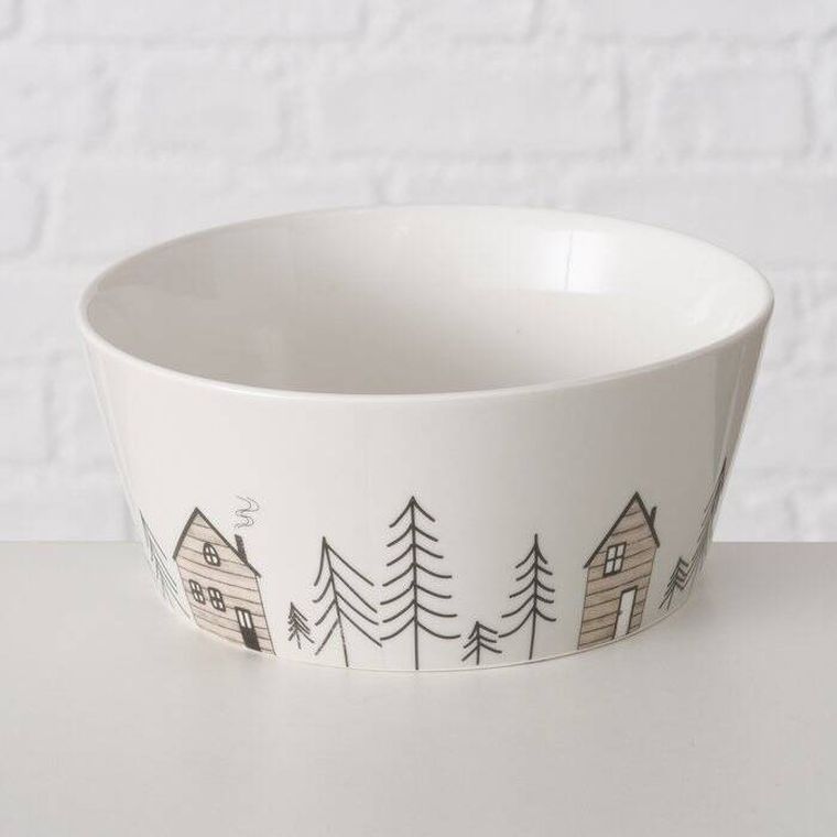 Boltze Home, Homewood, miseczka z zimowym motywem choinek, średnica 15 cm