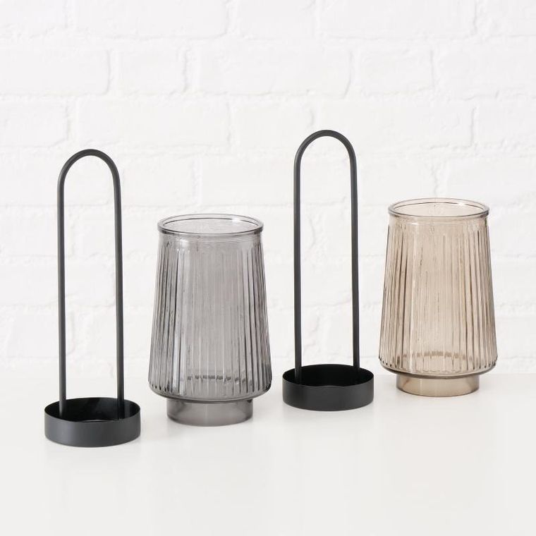 Boltze Home, Iver, szklany świecznik z uchwytem, 25,5 cm