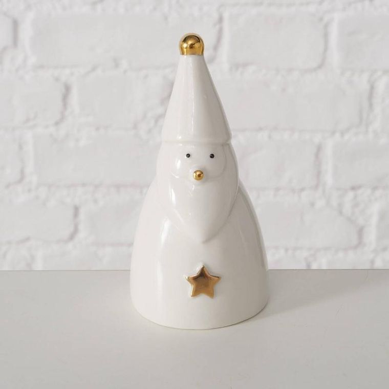 Boltze Home, Jelki, figurki porcelanowe, białe, mikołaje, 2 szt.