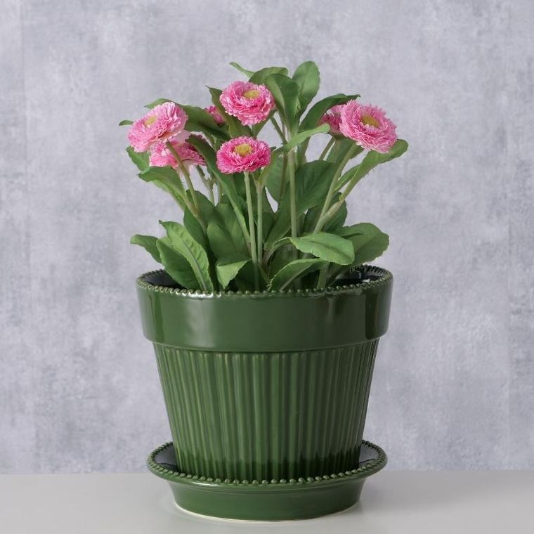 Boltze Home, Juniper, zestaw doniczka porcelanowa z podstawką, 14,9 cm