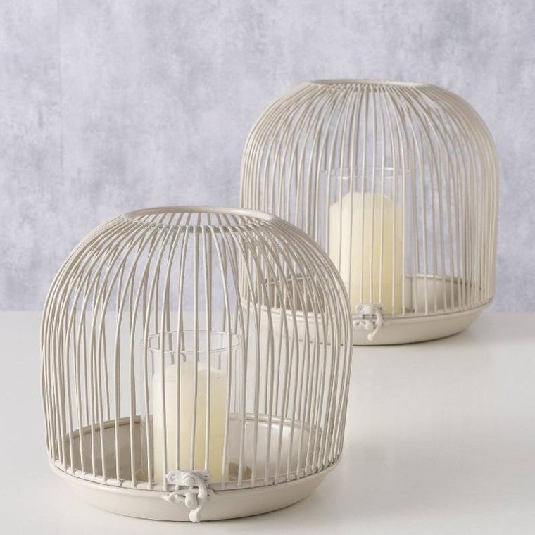 Boltze Home, Justine, lampiony metalowe, beżowe, 2 szt.