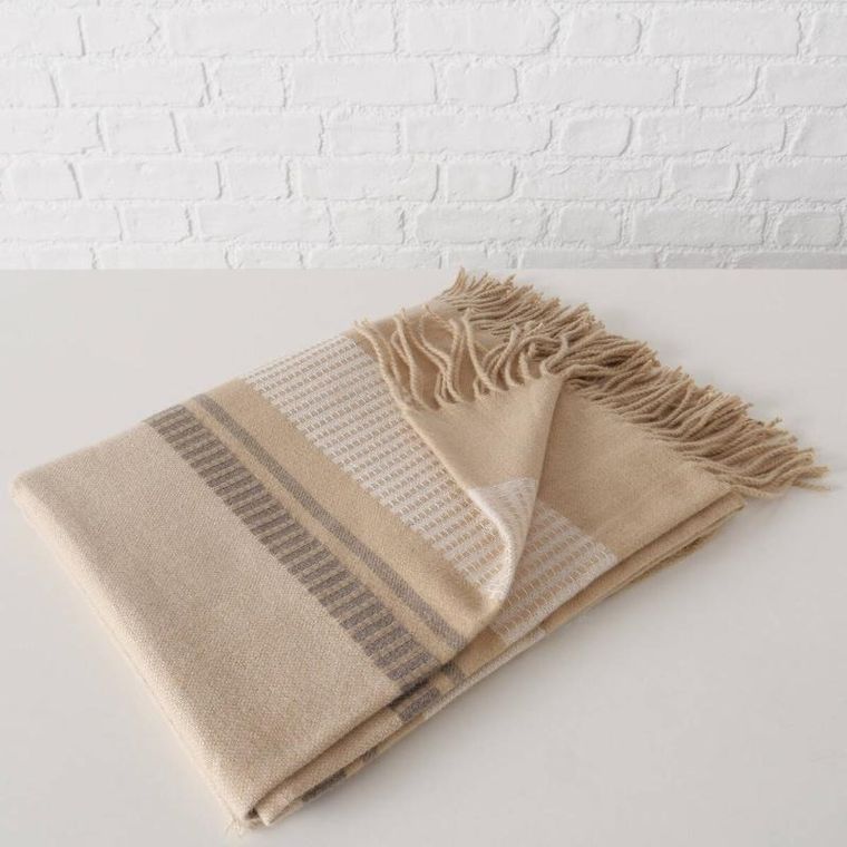 Boltze Home, koc z frędzlami, Hazel, 160-130 cm