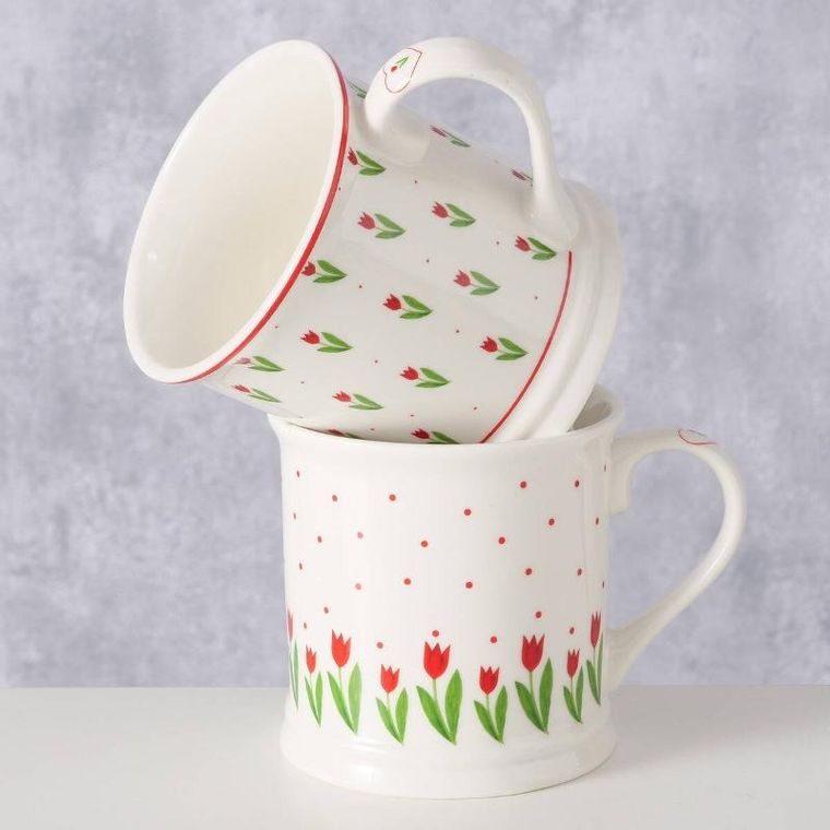 Boltze Home, kubek do kawy i herbaty, Danique, wzór w tulipany, 420 ml