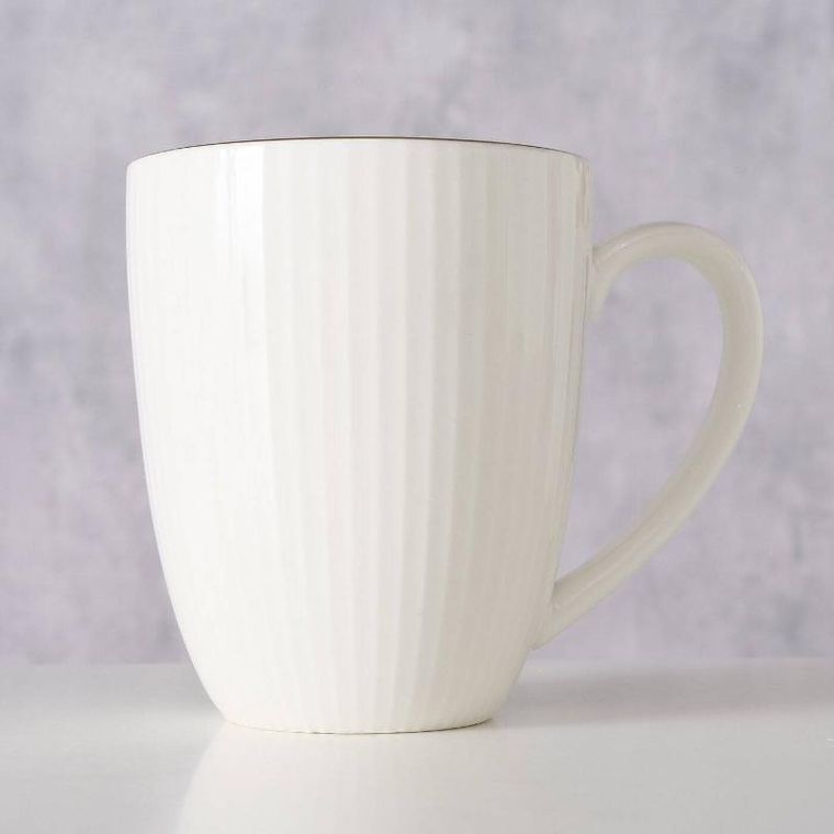 Boltze Home, kubek porcelanowy, Kelly, biały, 400 ml