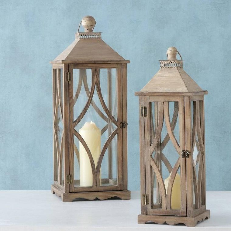 Boltze Home, lampiony drewniane Karol, duże, 2 szt.