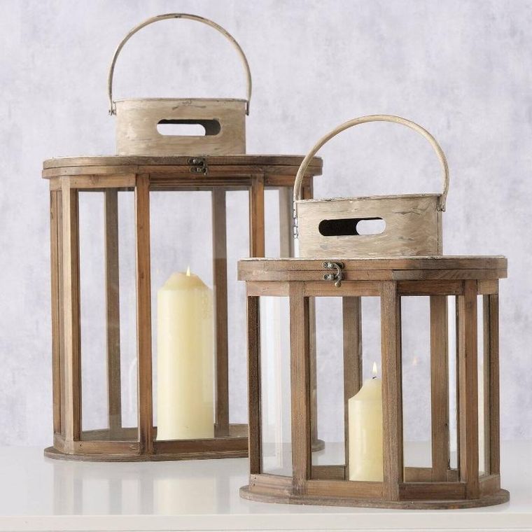 Boltze Home, lampiony drewniane Luarie, 2 szt.