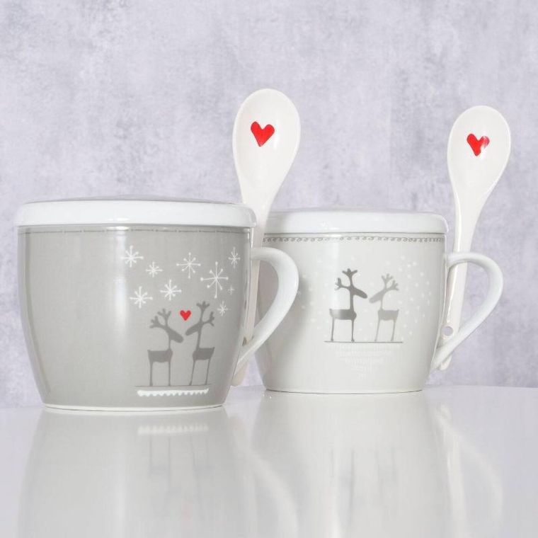 Boltze Home, Lovelies, świąteczny kubek jumbo z pokrywką i łyżeczką, 600 ml