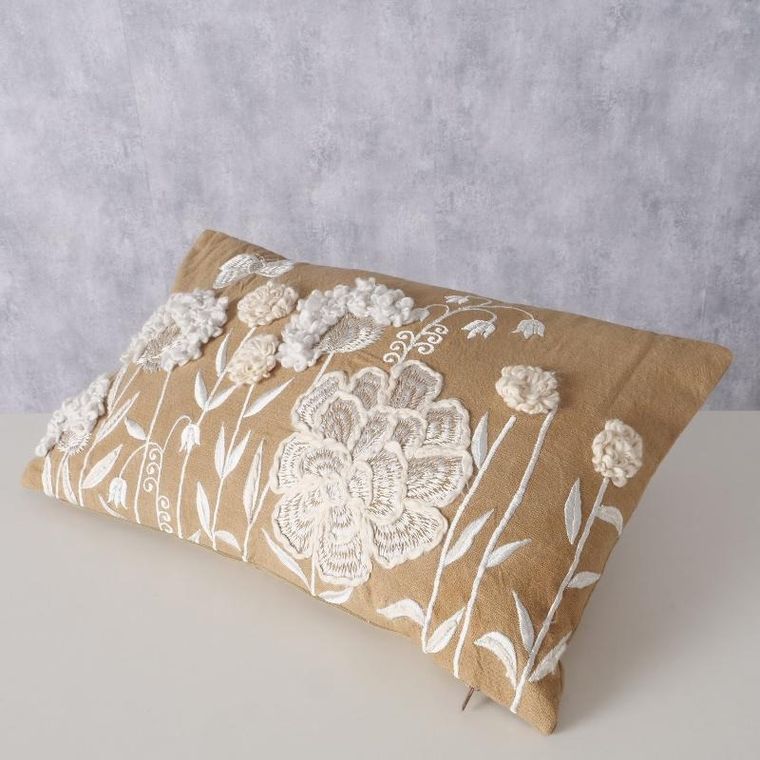 Boltze Home, Marielle, poduszka dekoracyjna w kwiatki, wyszywana, 49-29,3 cm
