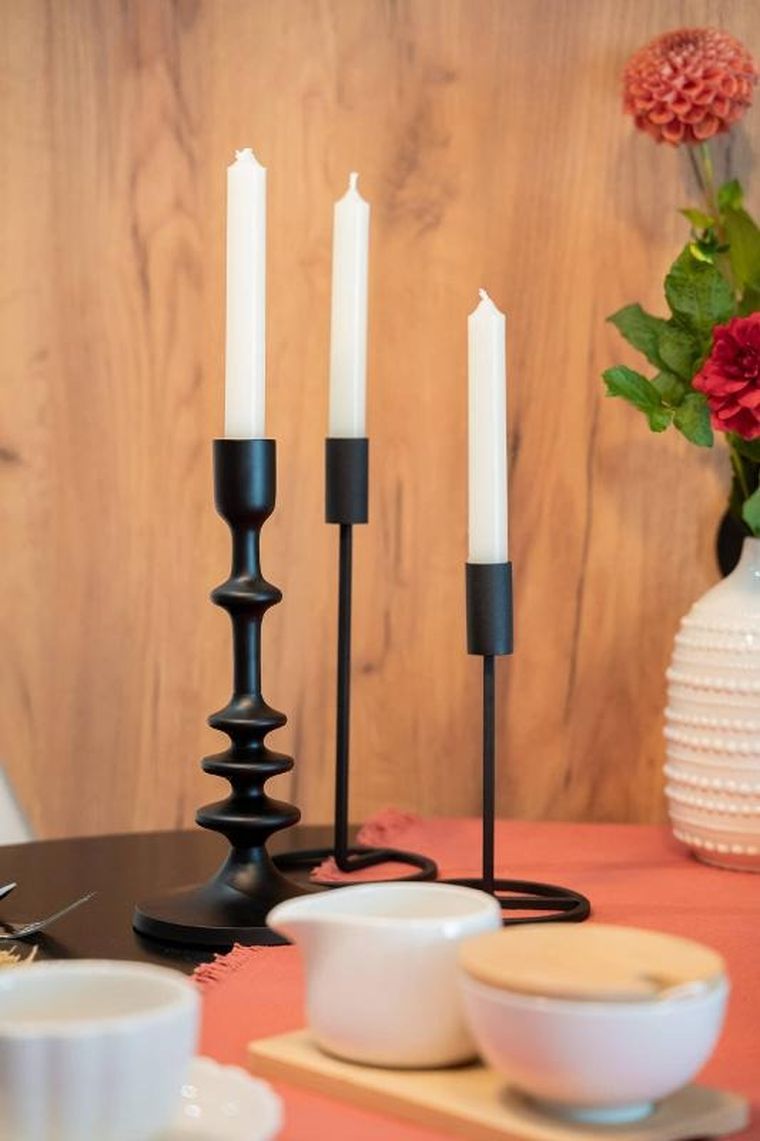 Boltze Home, metalowe świeczniki Fio, 3 szt., czarne