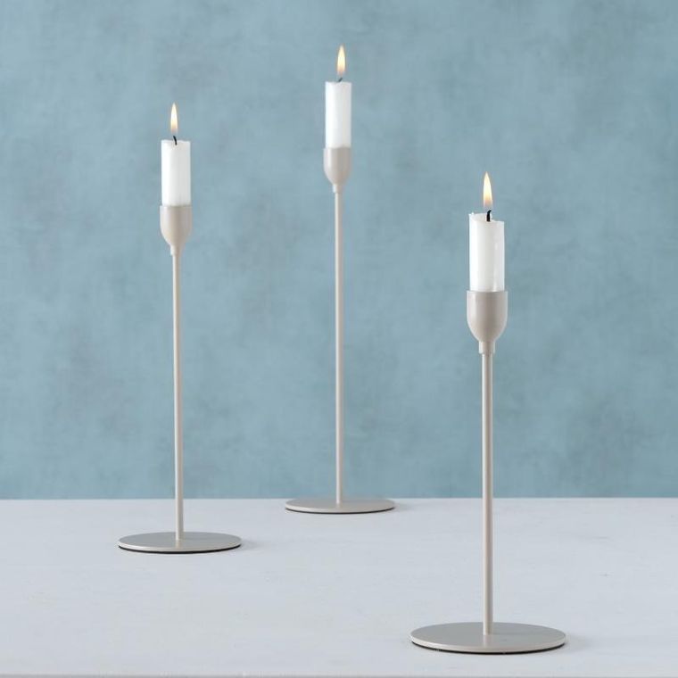 Boltze Home, metalowe świeczniki na świece obiadowe, Malte