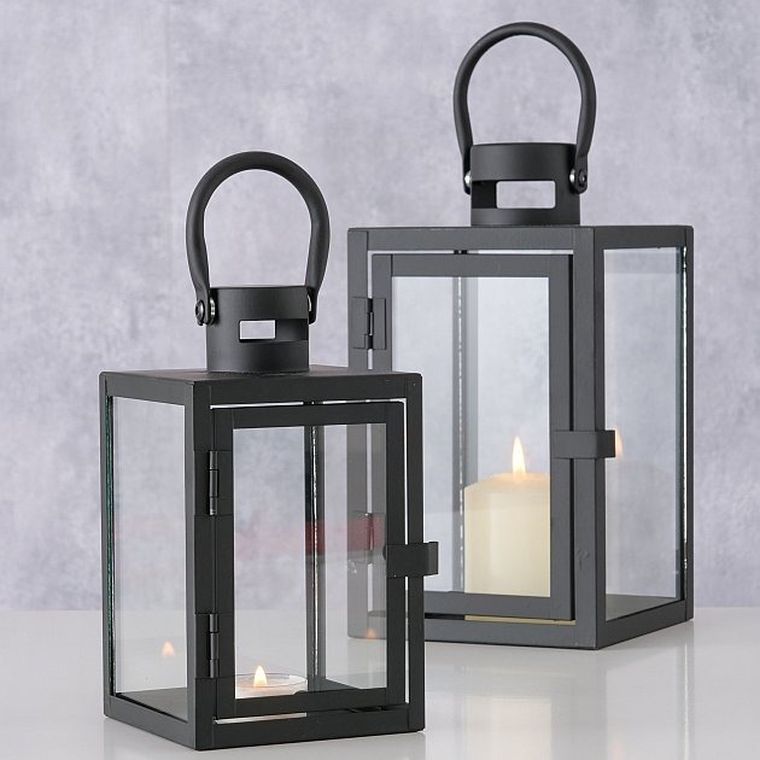 Boltze Home, metalowy lampion ze szklaną szybą, dwa rozmiary, Arana