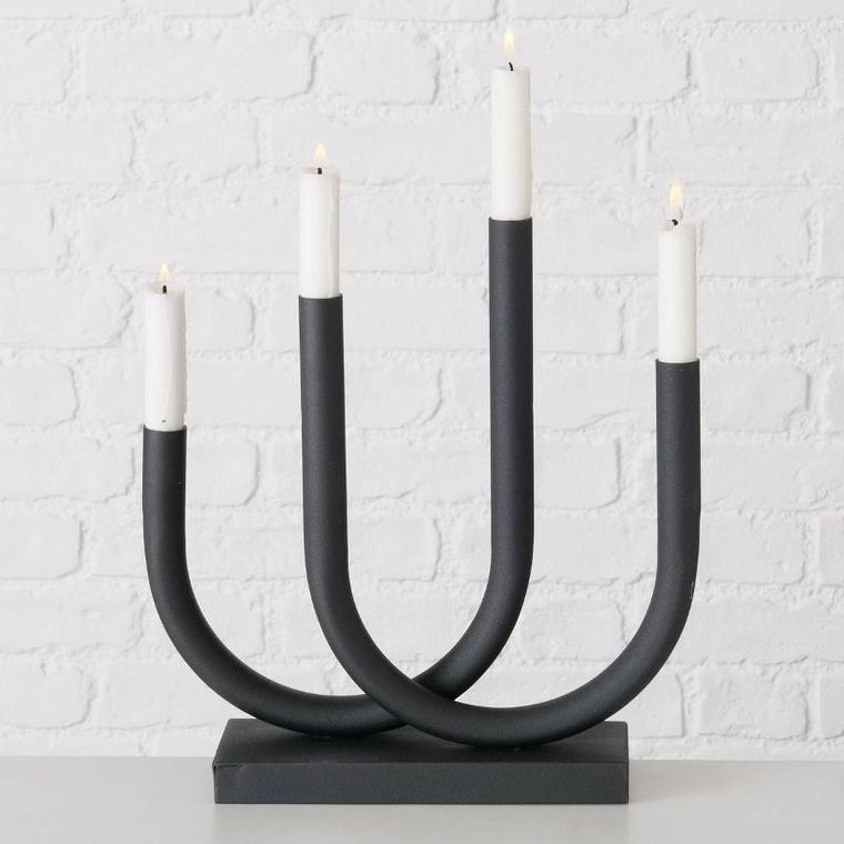 Boltze Home, metalowy świecznik Tonis, 34-33 cm, czarny