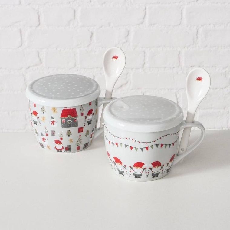 Boltze Home, Monti, świąteczny kubek jumbo z pokrywką i łyżeczką, 600 ml
