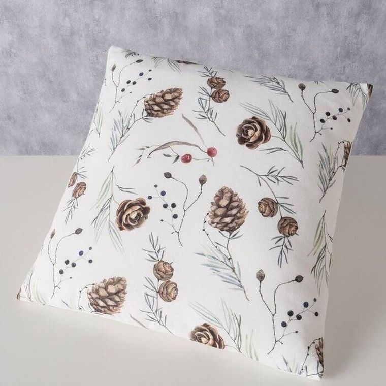Boltze Home, Nordala, ozdobna poduszka z wzorem zimowych roślin, 45-45 cm