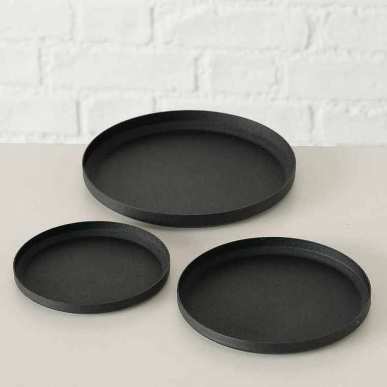 Boltze Home, podstawki na świece Mio, 3 szt., czarny mat