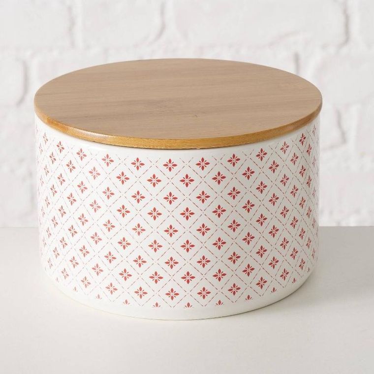 Boltze Home, pojemniki ceramiczne z bambusową pokrywą, Lilly, 3 szt.
