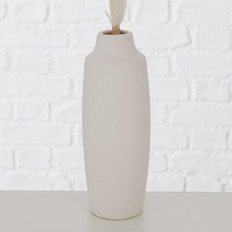 Boltze Home, porcelanowy wazon dekoracyjny, Bianca, suszone kwiaty, wys. 16 cm