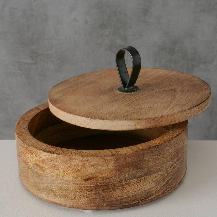 Boltze Home, pudełko okrągłe KABIR, drewno mango, Ø 19 cm