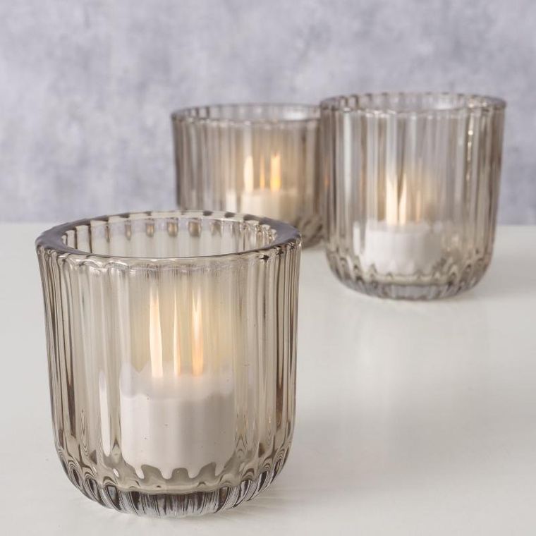 Boltze Home, Sikel, szklane świeczniki w trzech rozmiarach