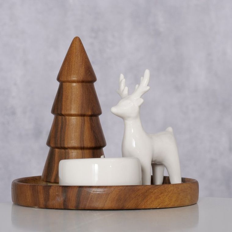 Boltze Home, Skando, świecznik z choinką i figurką, 12 cm