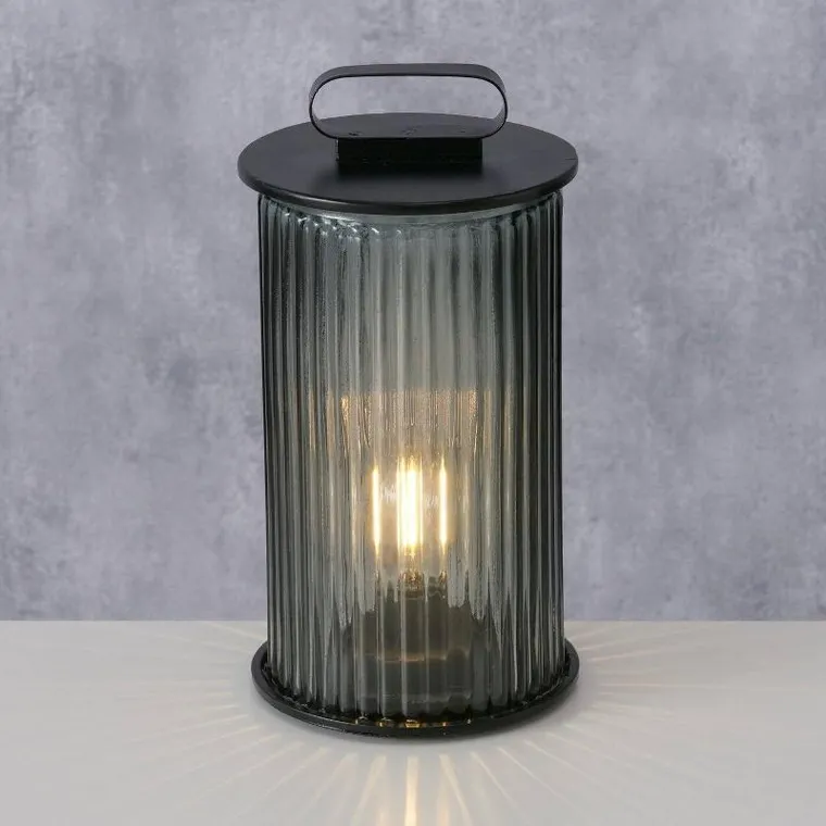 Boltze Home, Spargo, lampion, ryflowane szkło, czarny