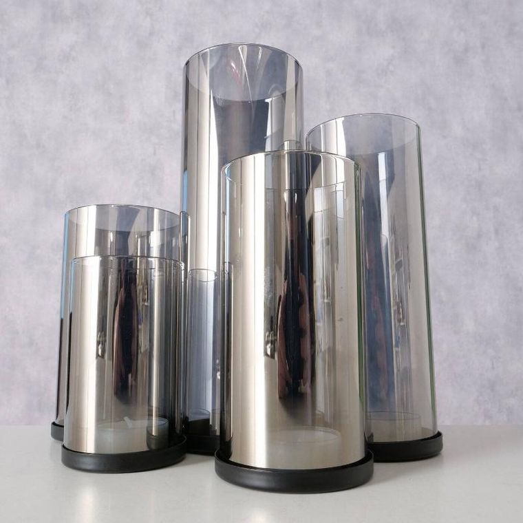 Boltze Home, srebrne świeczniki, metalowe, 4 szt.