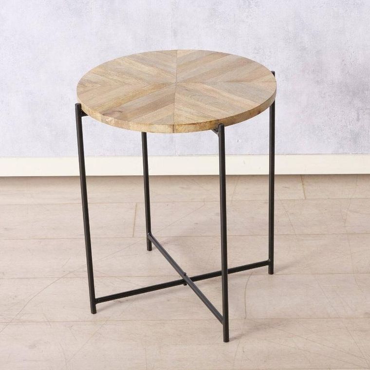 Boltze Home, stolik kawowy z blatem z drewna mango Mandi, Ø 46 cm