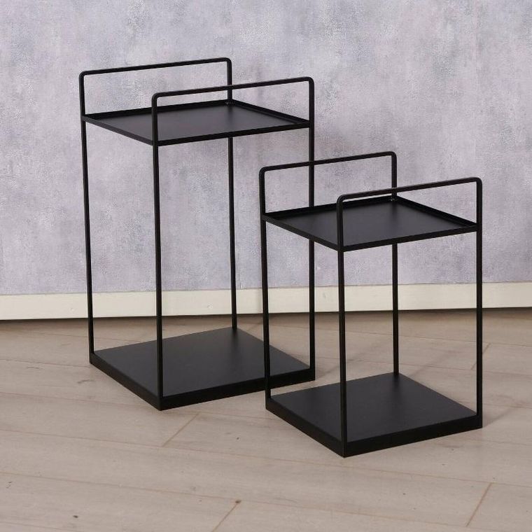 Boltze Home, stoliki kawowe loftowe czarne, Como, 2 szt.