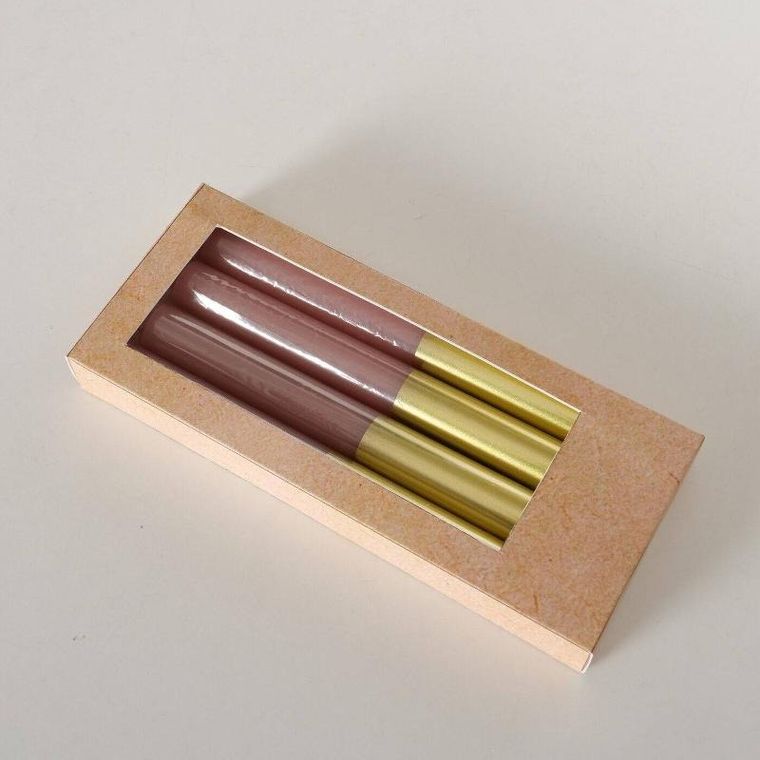 Boltze Home, świeczki, kolorowe, podstawa w złotym kolorze, 4 szt.