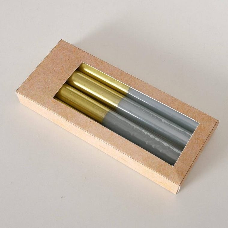 Boltze Home, świeczki kolorowe z podstawą w złotym kolorze, 4 szt.