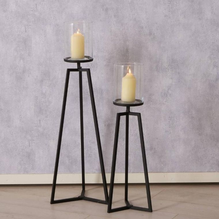 Boltze Home, szklane świeczniki na metalowym stelażu, Cosa, 75-95 cm