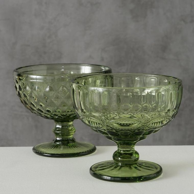 Boltze Home, szklany puchar do lodów, zielony, 250 ml