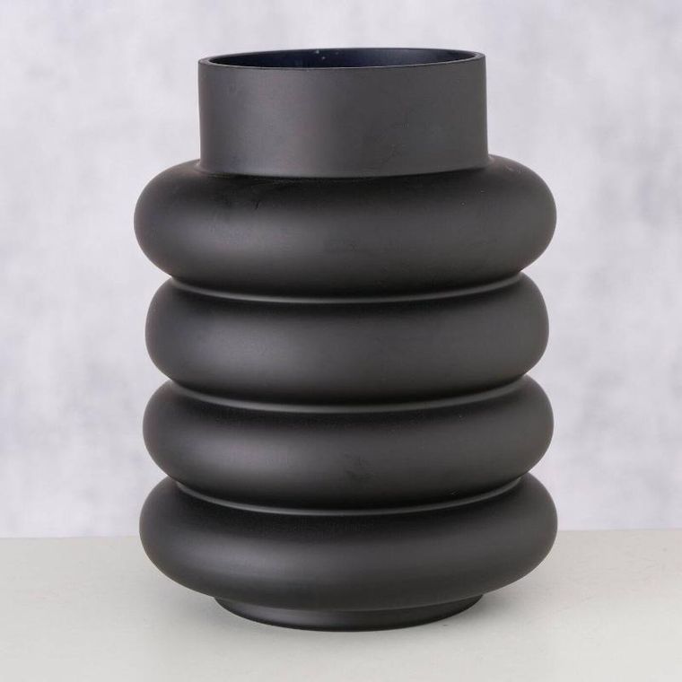 Boltze Home, szklany wazon, Ribbo, czarny