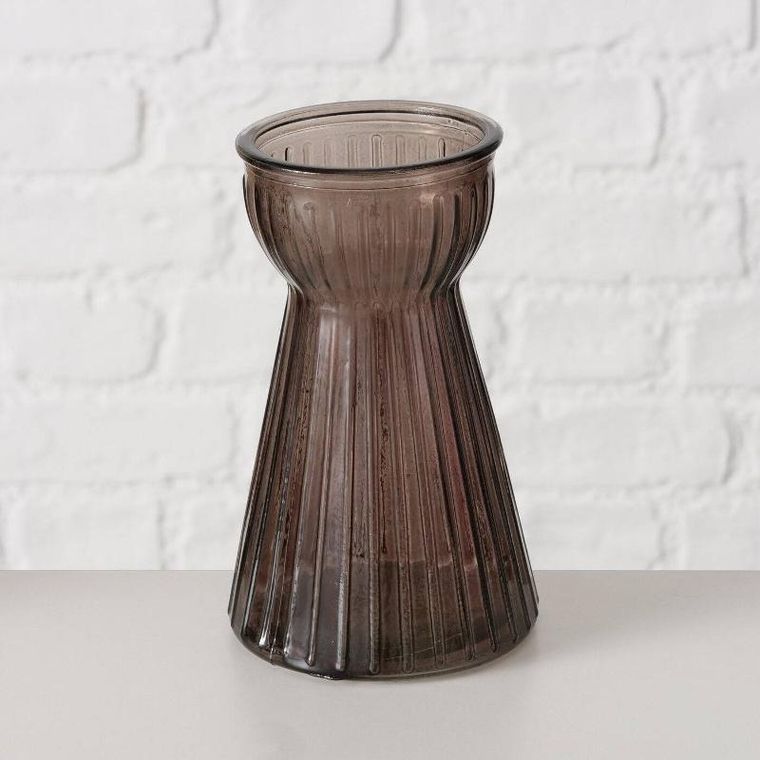 Boltze Home, wazon szklany, Hyacintha, ryflowane szkło, 15 cm