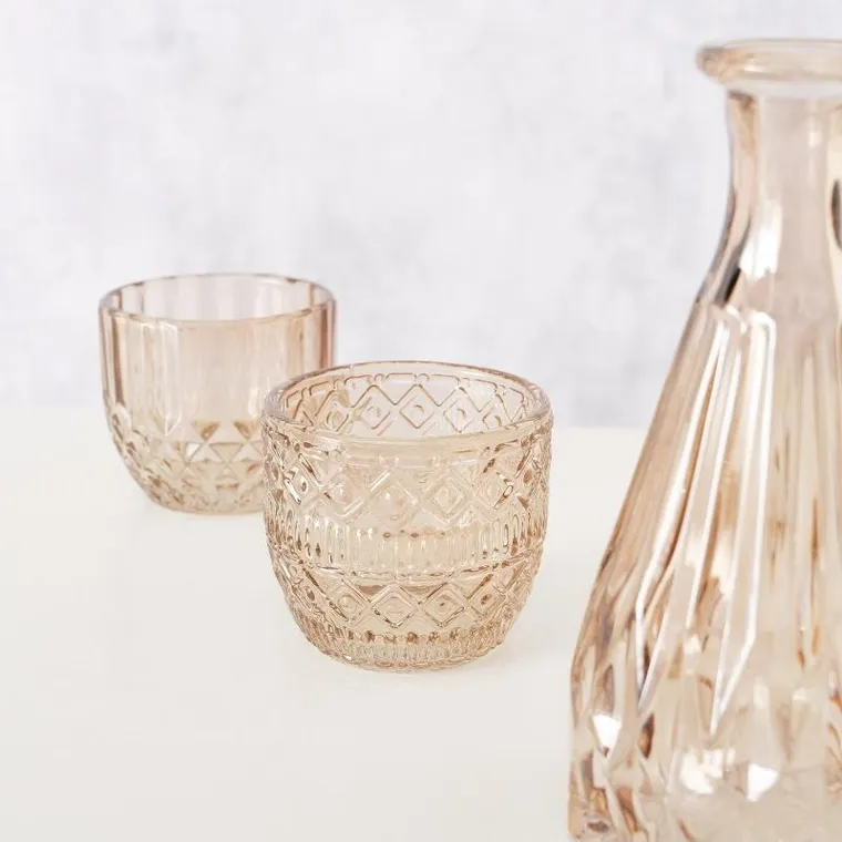 Boltze Home, zestaw szklanych dekoracji, Cherin, świeczniki i wazon