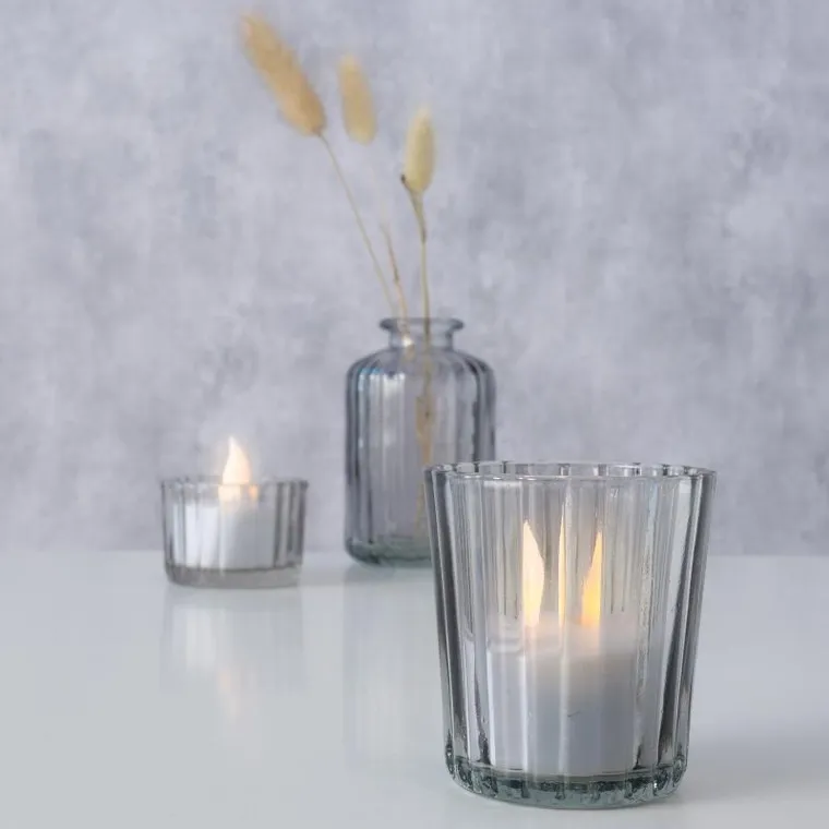 Boltze Home, zestaw szklanych dekoracji, Tolka, świeczniki i wazon, 10 cm