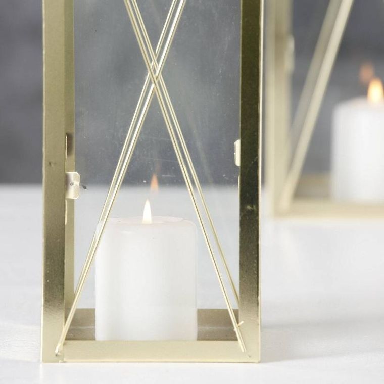 Boltze Home, złote lampiony, Farol, 2 metalowe latarenki