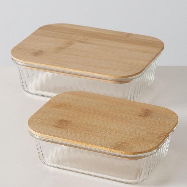 Boltze, Luka, pojemniki na żywność, bambusowe wieczko, 2 szt.