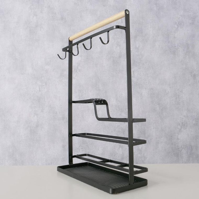 Boltze, metalowa półka z haczykami, Agneta, 43.5-28.5 cm