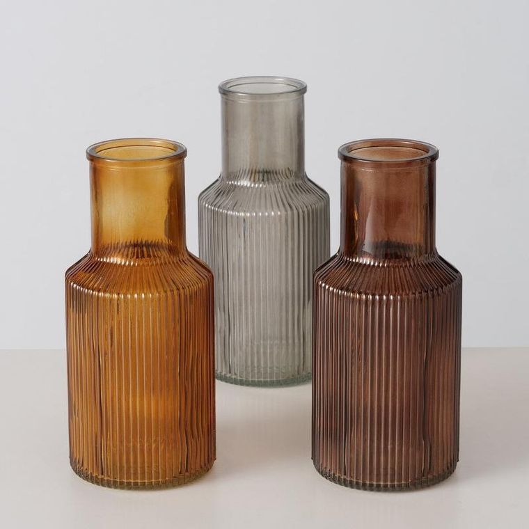 Boltze, prążkowany wazon szklany, Misam, 22 cm