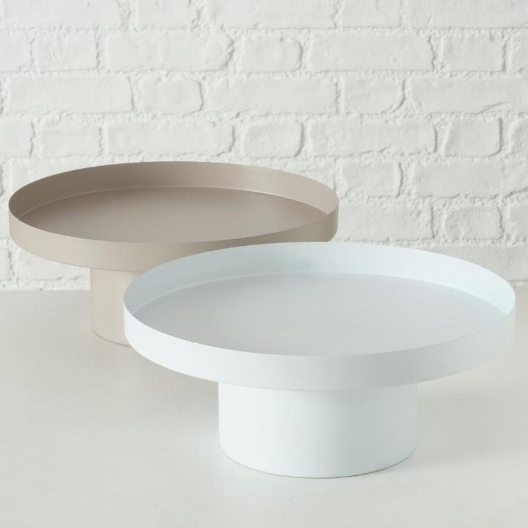 Boltze, Samona, metalowa taca na stópce, średnica 25 cm