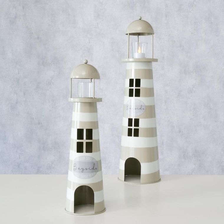 Boltze, Sands, zestaw metalowych dekoracji, latarnie morskie, 40-57 cm