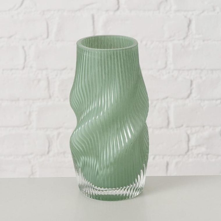Boltze, wazon szklany gnieciony kształt Verese, 19 cm