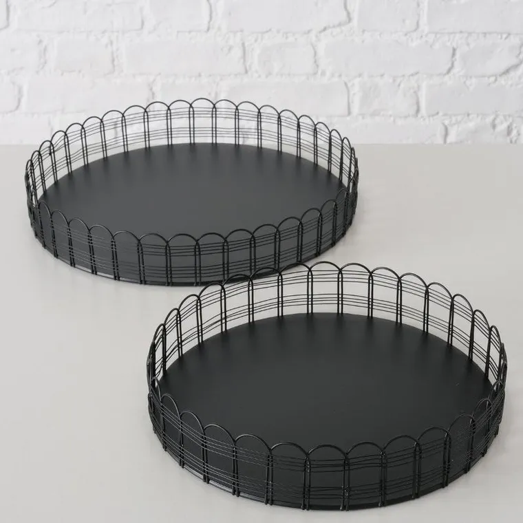 Boltze, Weiry, metalowe tace, średnica 25-31 cm, 2 szt.