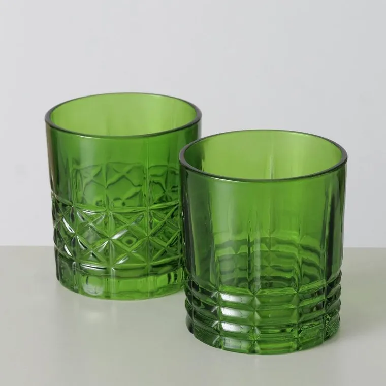 Boltze, zielona szklanka whiskey, 9 cm