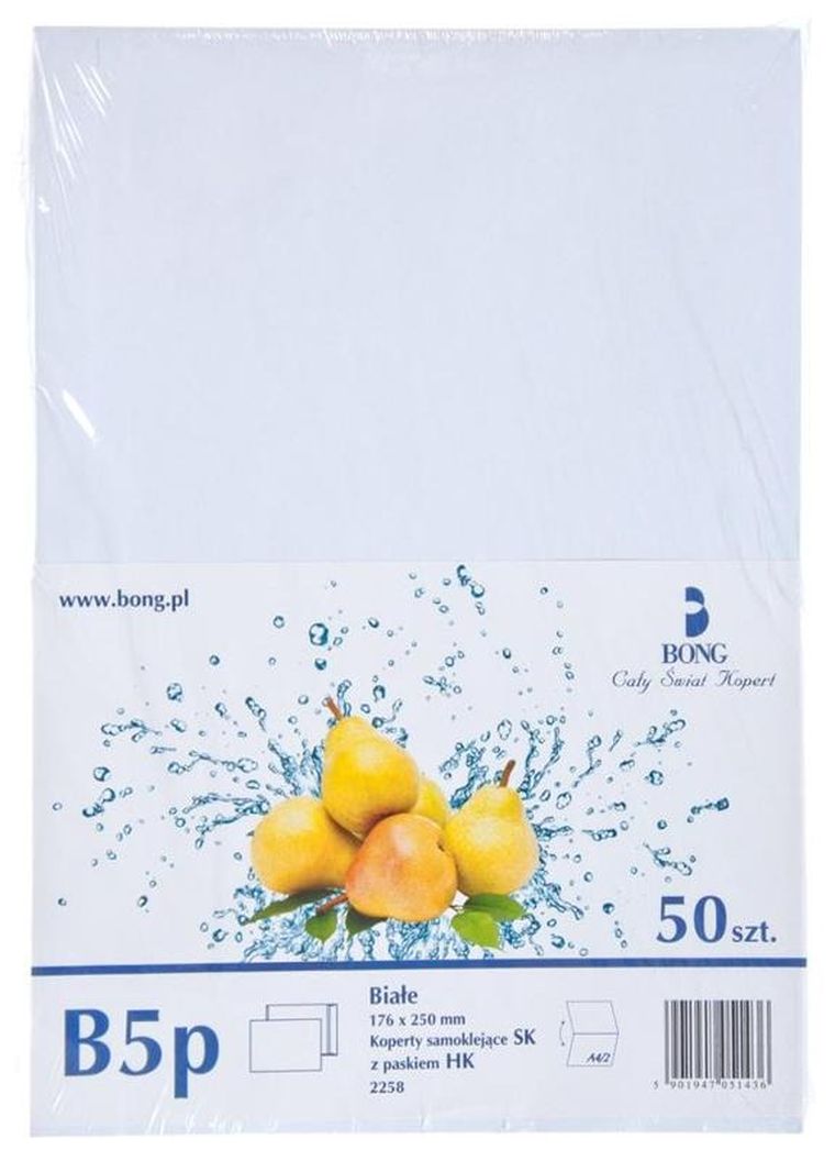Bong, koperta B5 z paskiem, biała