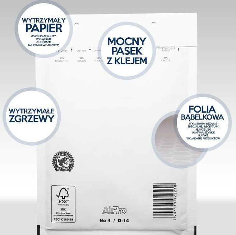 Bong, koperta powietrzna na CD, biała, 20-17,5 cm