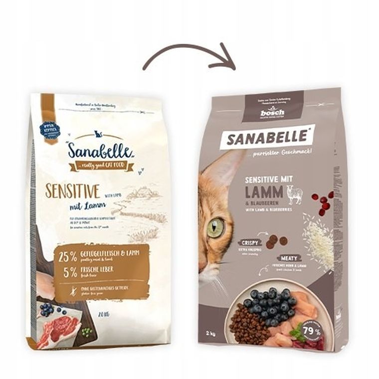 Bosch, Sanabelle Sensitive, jagnięcina, sucha karma dla kotów, 8 kg