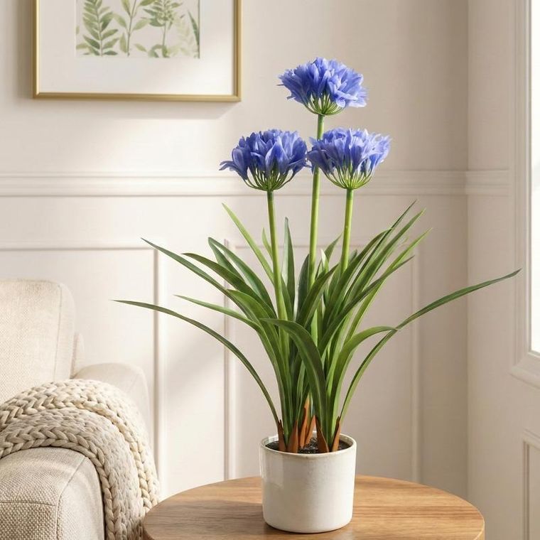 Botanical Decoration, Agapant, sztuczny kwiat w doniczce, 50-80 cm