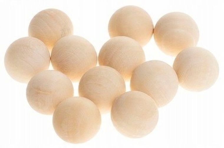 Brewis, drewniane kulki, bez otworu, naturalne, 20 mm, 12 szt.